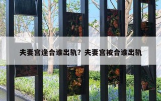 夫妻宮逢合誰出軌？夫妻宮被合誰出軌